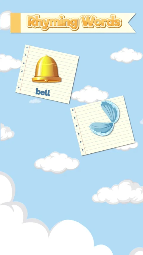 Educational Rhyming Word Cloud Animation with Bell Shell Well and Gel Stock Footage 329732269
