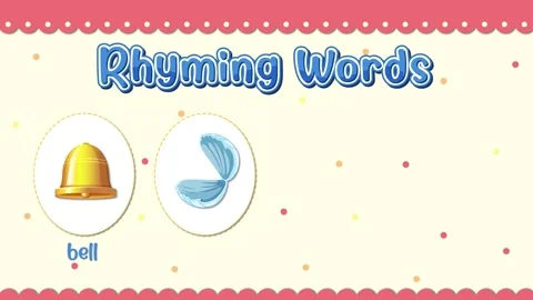 Educational Rhyming Words Animation with Bell Shell Well and Gel Stock Footage 329595609