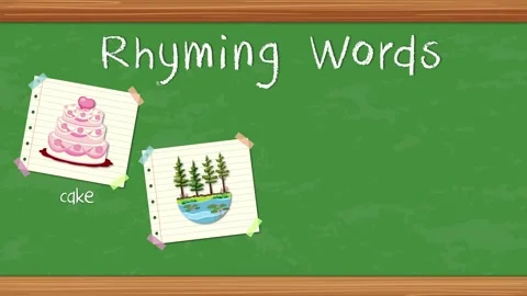 Educational Rhyming Words Animation with Cake Lake Snake and Shake Stock Footage 329658311
