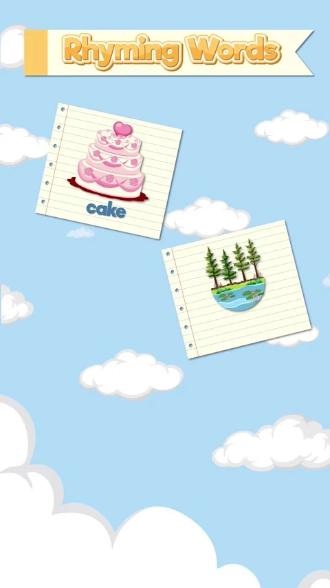 Educational Rhyming Words Animation with Cake Lake Snake and Shake Stock Footage 330448393