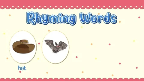 Educational Rhyming Words Animation with Hat Bat Rat and Cat Stock Footage 340306985
