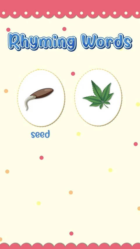 Educational Rhyming Words Animation with Seed Weed Reed and Breed Stock Footage 335909356