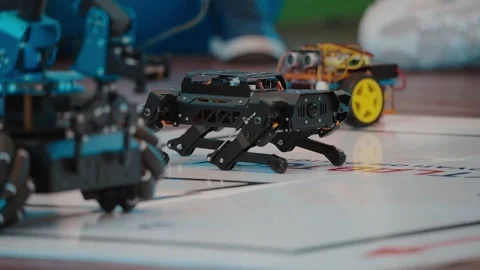 Educational Robot Competition: DIY Tech Projects in Action Stock Footage 322892656