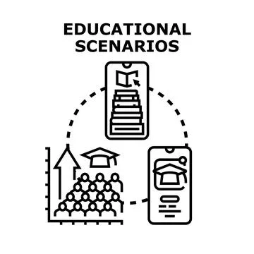 Educational scenarios concept presenting online learning and teaching Stock Illustration
