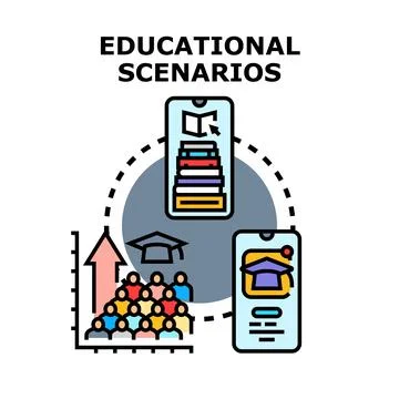 Educational scenarios concept presenting online learning and teaching Stock Illustration