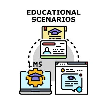 Educational scenarios connecting learning management systems Stock Illustration