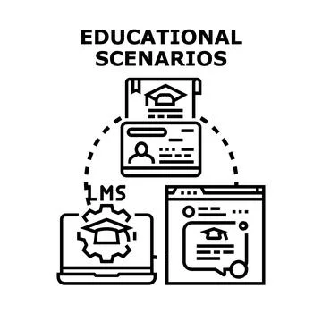 Educational scenarios connecting learning management systems 스톡 일러스트