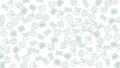 Educational school activity doodle pattern with books sports and alarm cloc.. Видео 335030103