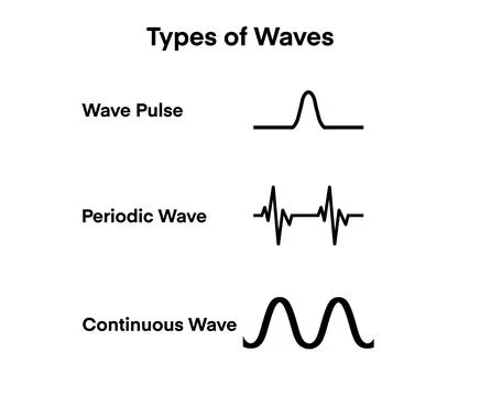 Educational science infographic showing types of waves including wave pulse Stock Illustration