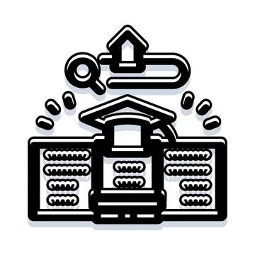 Educational search and learning knowledge online concept Illustrazione stock