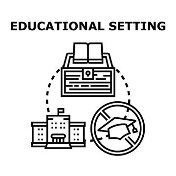 Educational setting illustrating learning resources and challenges Stock Illustration