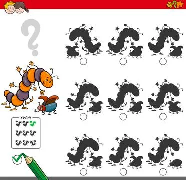 Educational shadow game with insect characters Cartoon Illustration of Fin... Stock Photos