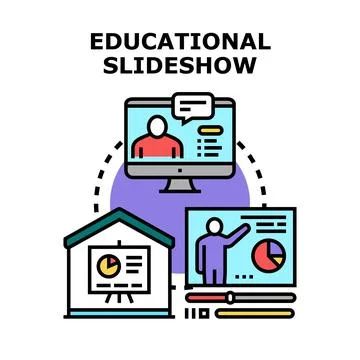 Educational slideshow concept for online learning presentation Stock Illustration