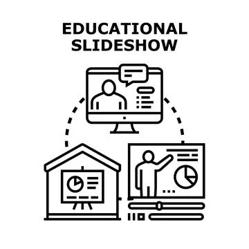 Educational slideshow concept for online learning presentation Stock Illustration