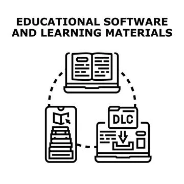 Educational software and digital learning materials concept Stockillustratie