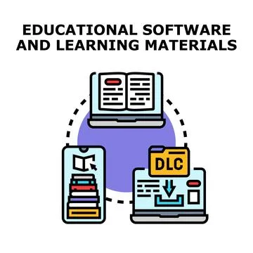 Educational software and digital learning materials concept Stock Illustration