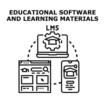 Educational software and learning materials concept for lms Stock Illustration