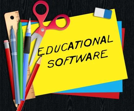 Educational Software Means Learning Application 3d Illustration Ilustração Stock