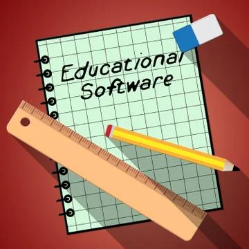 Educational Software Represents Learning Application 3d Illustra Stock Illustration