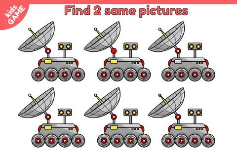 Educational space game Find 2 same lunar rover Stock Illustration