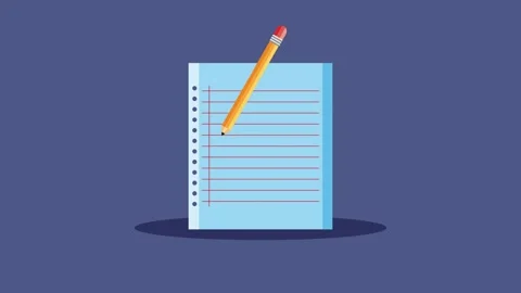 Educational stationary with a pencil writing on notebook paper animation. Stock Footage 339216936