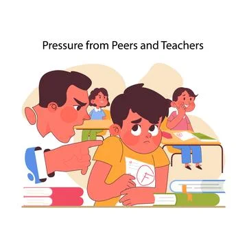 Educational stress concept. Flat vector illustration Illustrazione stock