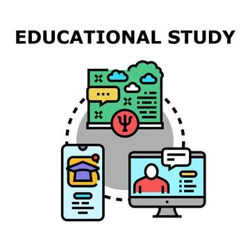 Educational study linking online learning and psychology Stock Illustration