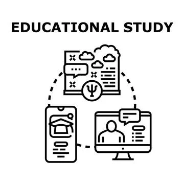 Educational study linking online learning and psychology Stock Illustration