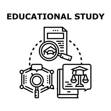 Educational study researching knowledge for academic learning Stock Illustration