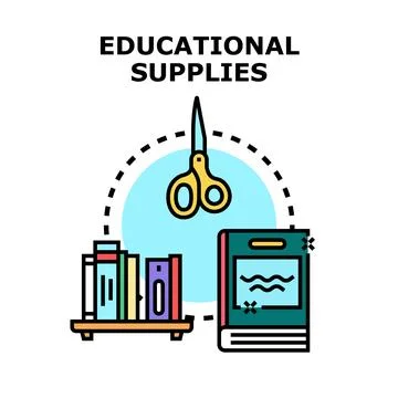 Educational supplies and learning materials concept illustration Stock Illustration