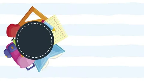 Educational supplies animation with copy space over striped background, per.. Stock Footage 339204035