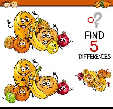 Educational task of differences Cartoon Illustration of Finding Difference... Foto stock