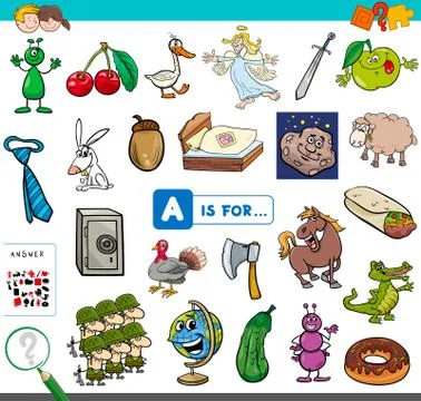 A is for educational task for kids Stock Illustration