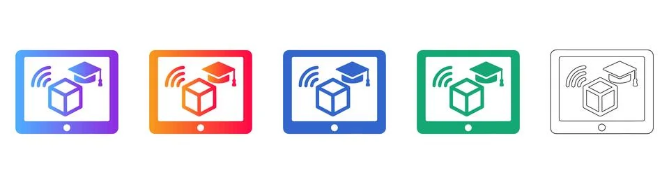 Educational Tech Icon Set Illustration Stock Illustration