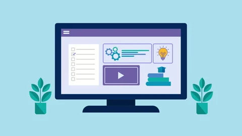 Educational Technology and E-learning 2d Animation with Alpha Matte Stock Footage 341835342