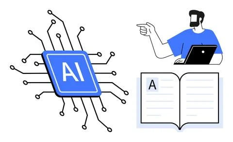 Educational technology, artificial intelligence, digital resources, learning  Stock Illustration