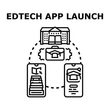Educational technology platform launching for online learning Stock Illustration