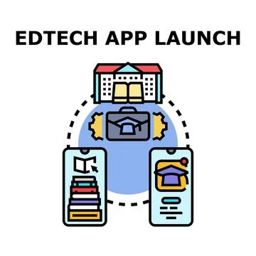 Educational technology platform launching for online learning Stock Illustration
