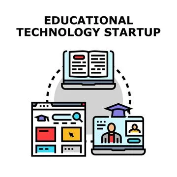 Educational technology startup concept vector set 스톡 일러스트