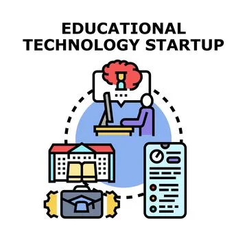 Educational technology startup integrating learning development concepts 库存插图