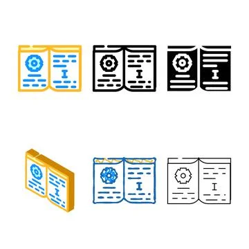 Educational textbook color types icon vector line Stock Illustration
