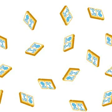 Educational textbook isometric icon seamless pattern 스톡 일러스트