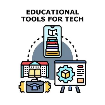 Educational tools for technology learning and career development Stock Illustration