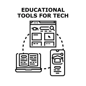 Educational tools for technology learning and online education イラスト素材