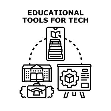 Educational tools for technology learning and career development Stock Illustration