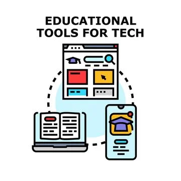 Educational tools for technology learning and online education Stock Illustration