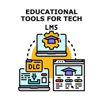 Educational tools for technology learning management system Ilustração Stock