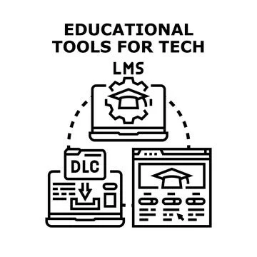 Educational tools for technology learning management system Illustrazione stock