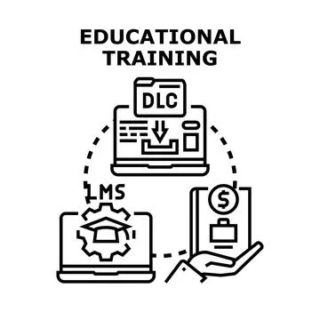 Educational training process with learning management system Stockillustratie