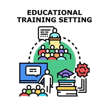Educational training setting with students learning new skills Stock Illustration